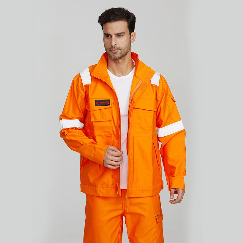 Orange Flame Retrardant Safety Jacket With Reflective Stripes ...