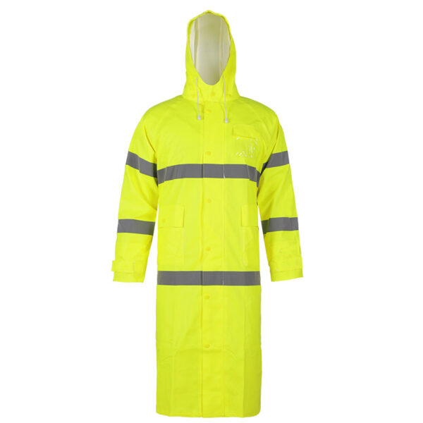 Men'S Hi Vis Raincoat Waterproof Long Raincoat With Hood